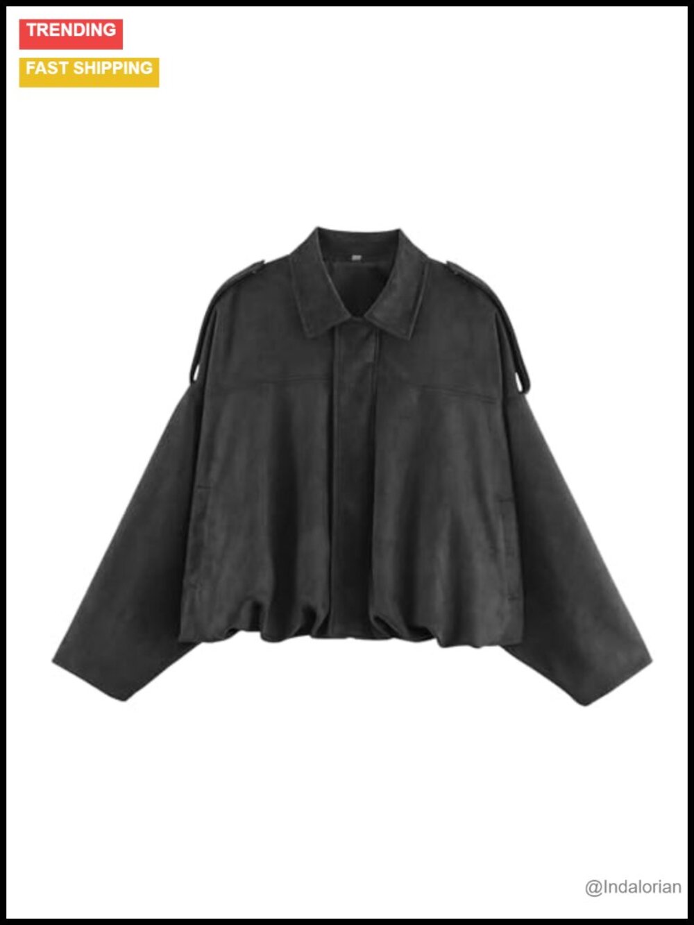 Faux Suede Bomber Jacket Oversized Zip Up Crop Streetwear Outerwear